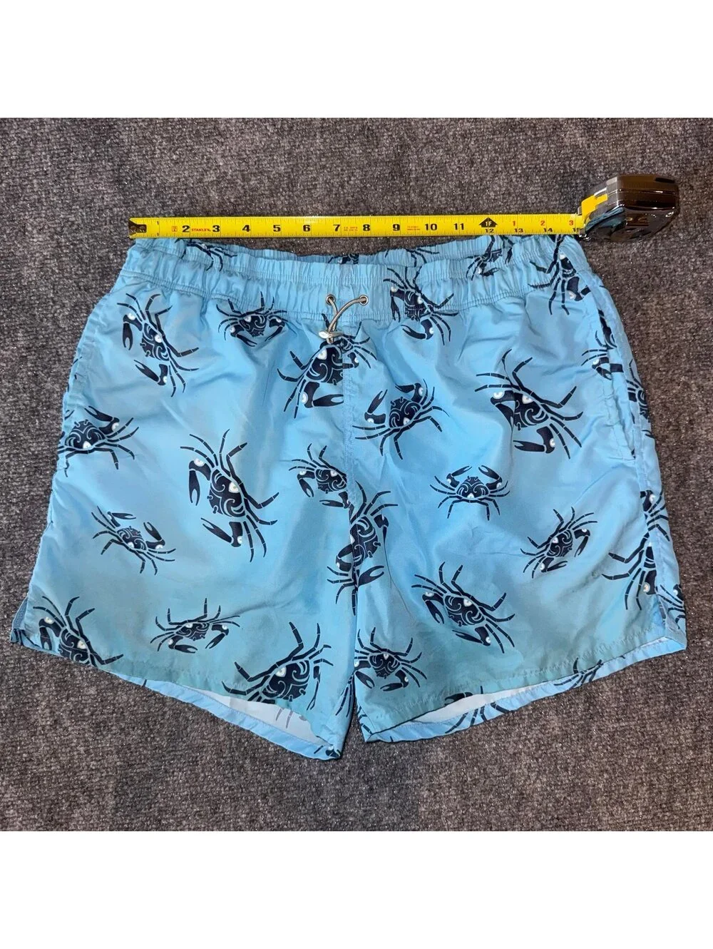 Zegna Sport Lined Blue Crab Print Swim Trunks Mens MD Vtg y2k 90s Rare